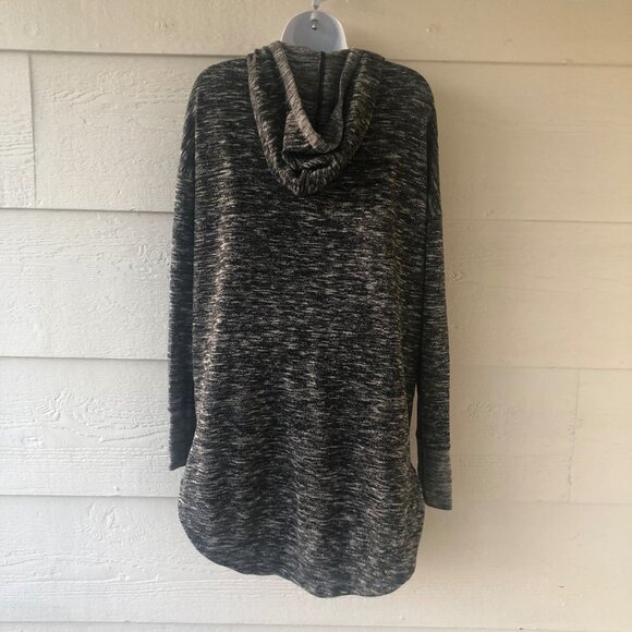Wishlist Size Medium Longline Sweater Grey White Full Zip Hooded Sweater - Picture 5 of 8